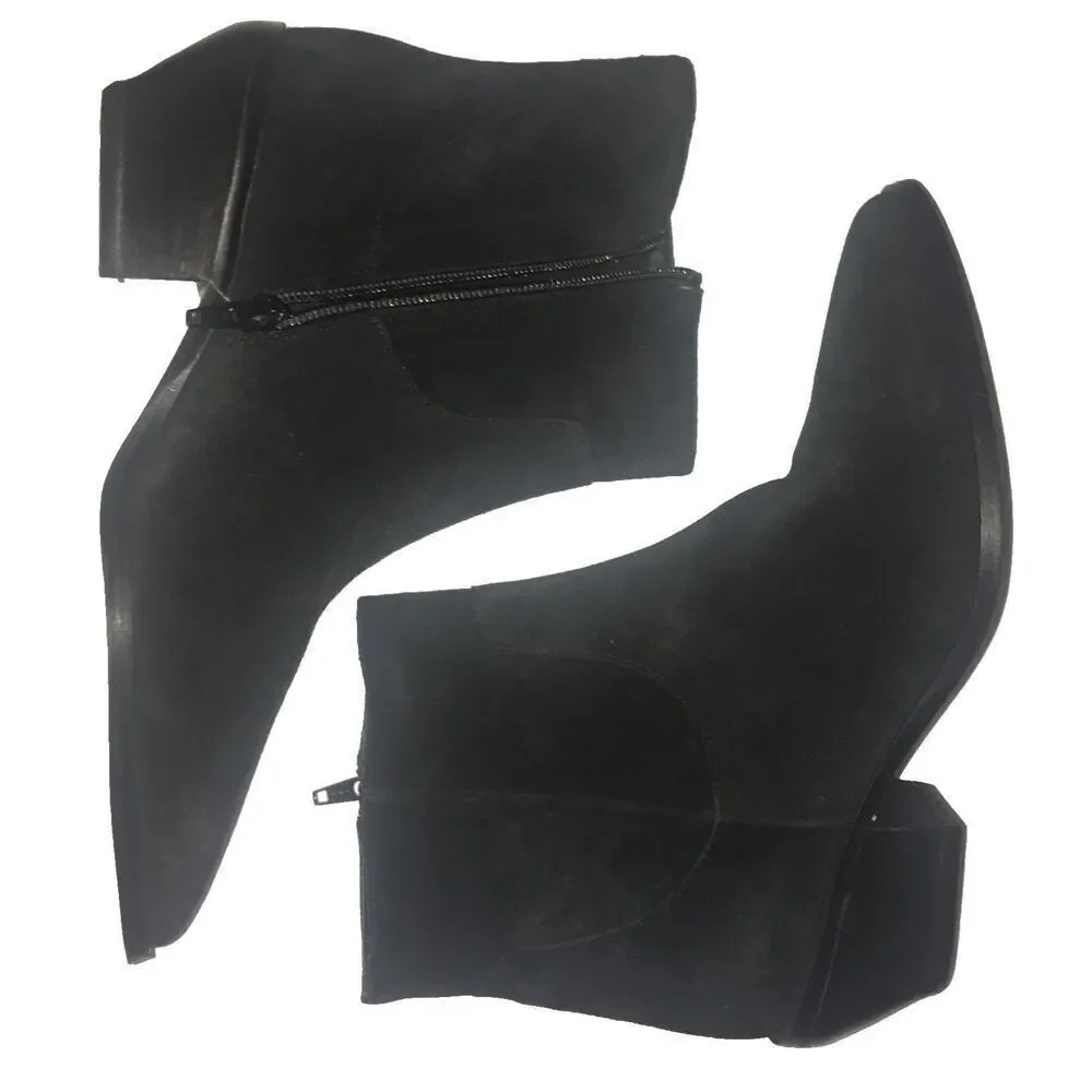 Bruno Magli Women Fabiana Black Suede Dress Office Ankle Boots 39.5 US 9.5